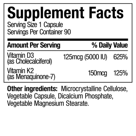 Vitamins D3 K2 - 90 Vegetable Capsules SP